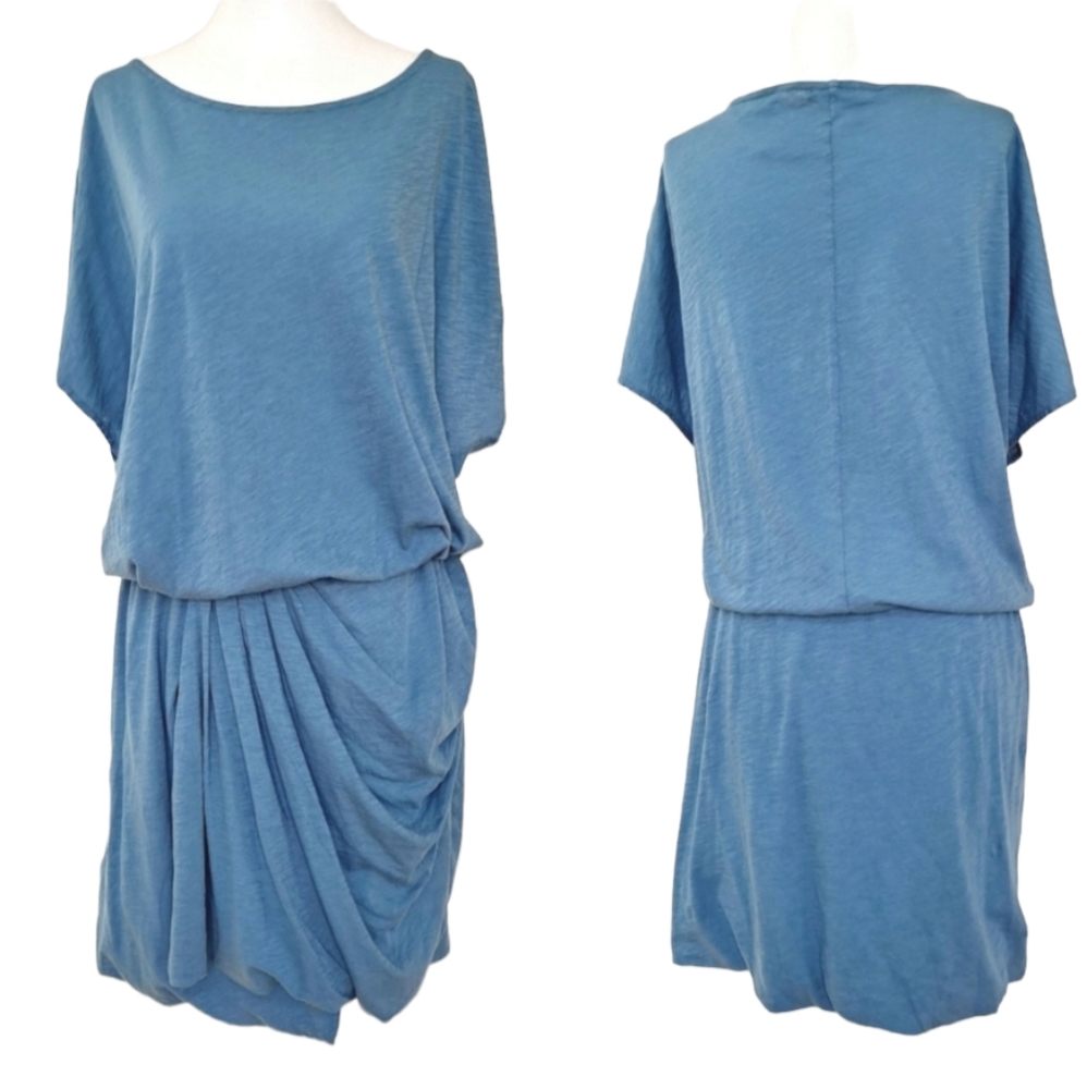 AG Adriano Goldschmied Blue Dolman Sleeve Tee T-shirt Knit Mini Dress szM